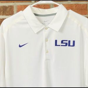 NWOT NIKE ELITE COACHES LSU TIGERS POLO MENS LG